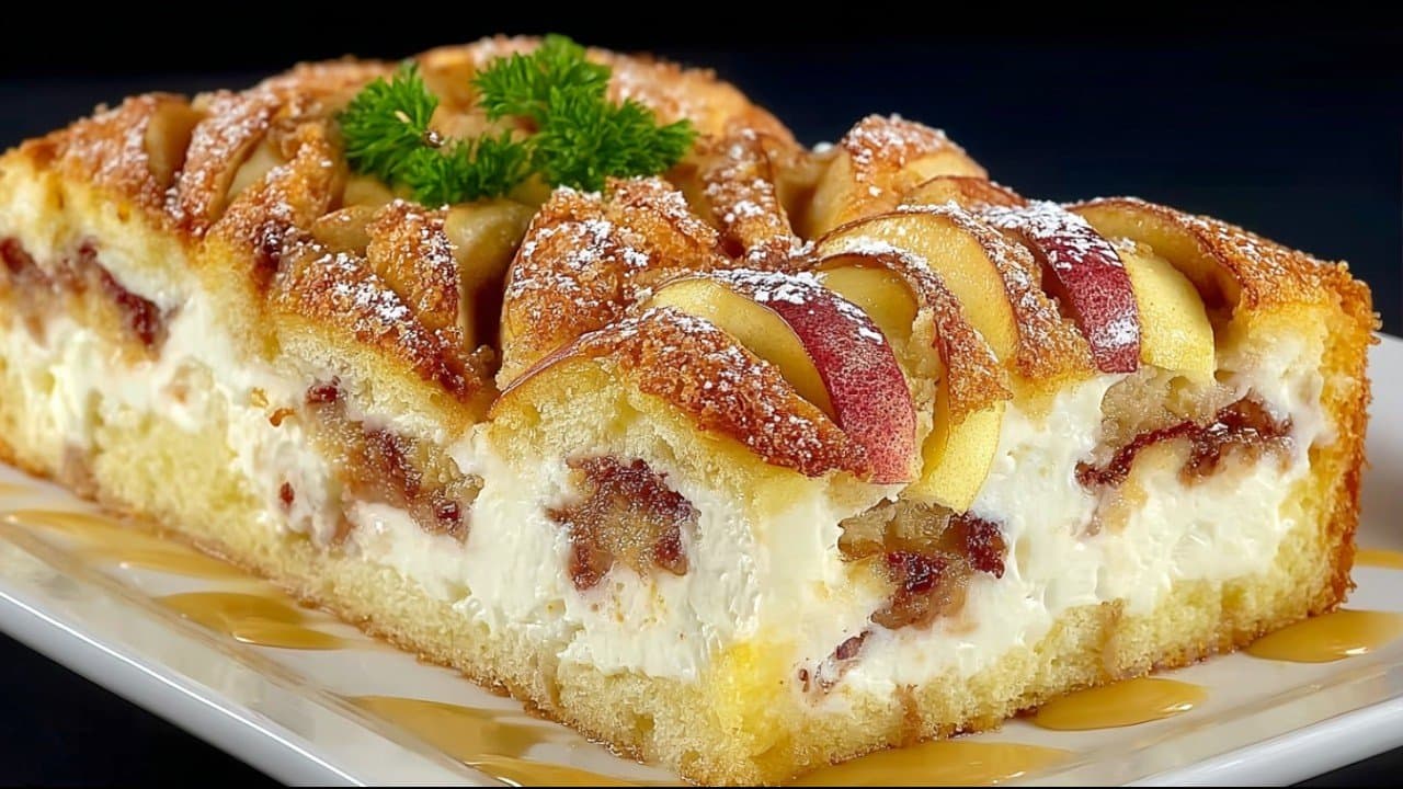 Keto-Apfel-Hüttenkäse-Schichtkuchen