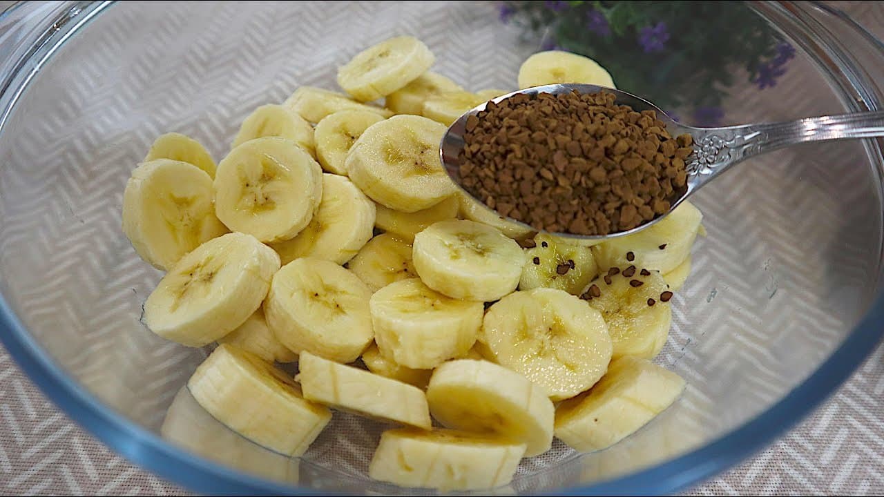 Banana Coffee Cream Cake with Almond Top