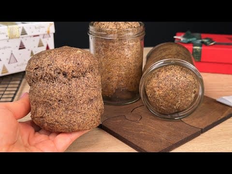 Чёрный льняной хлеб с миндальной мукой в банках