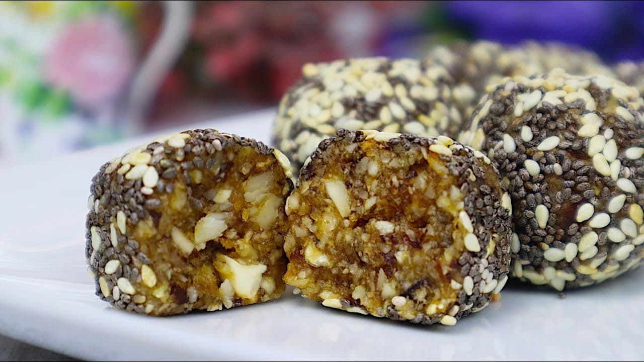 Chia Sesame Date Nut Balls (No-Bake, Vegan)