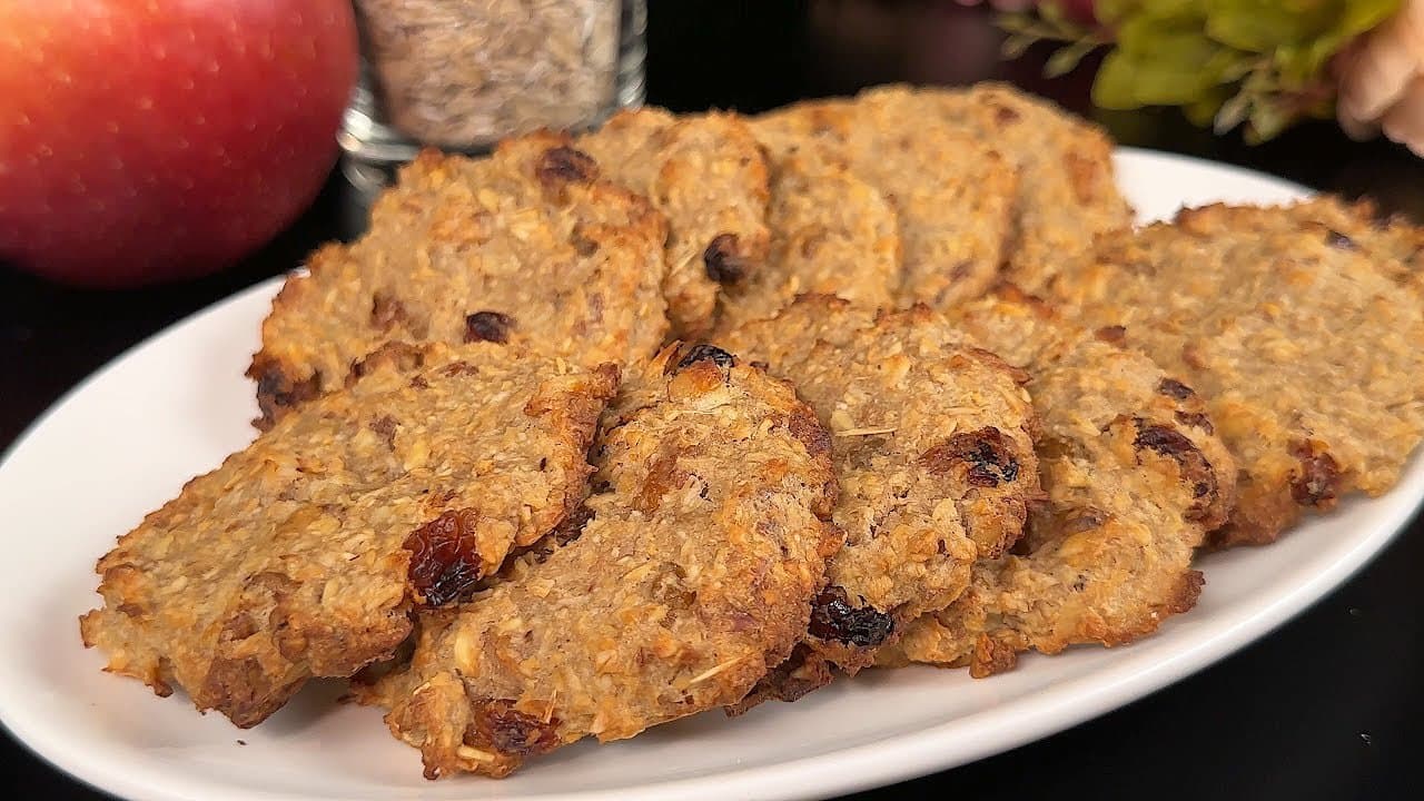 Biscuits à la pomme, avoine et noix sans œufs (sans sucre)