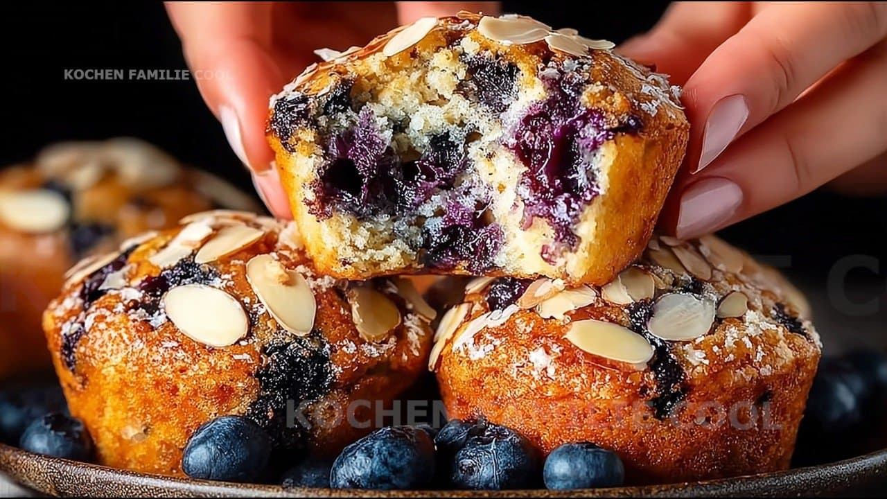 Muffins keto de yogur griego y arándanos (sin harina)
