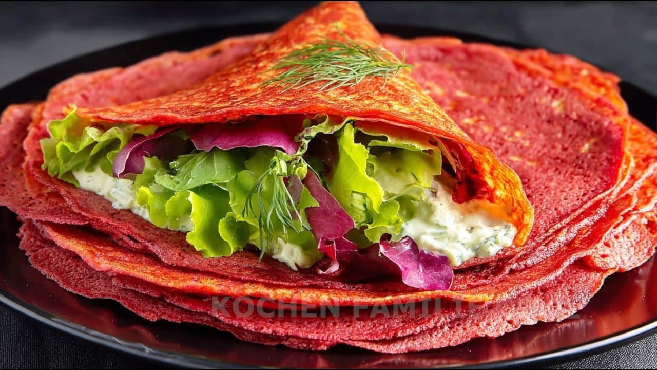 Wraps de tortitas de lentejas y remolacha altos en proteínas
