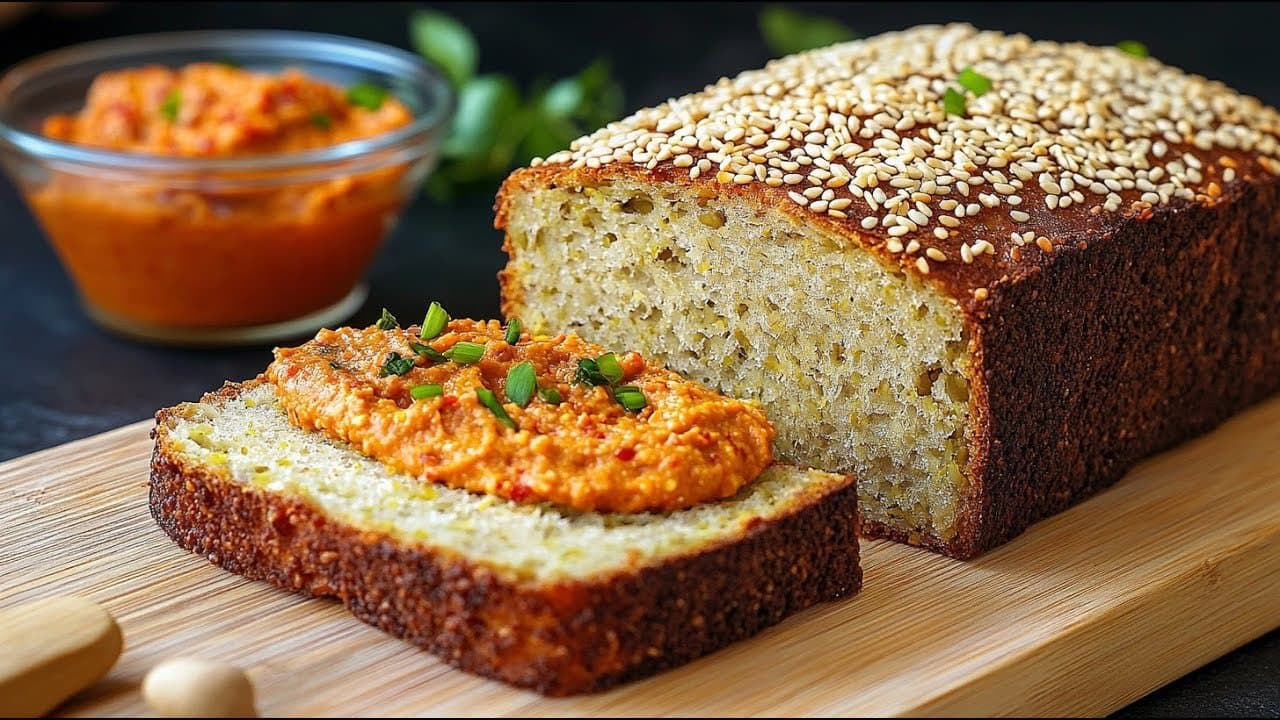 Pan de lentejas, espinacas y calabacín de 80 calorías (sin amasado)