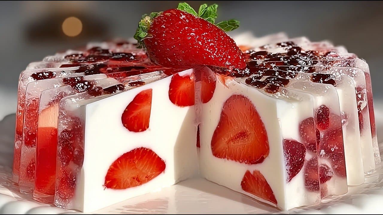 Tarta sin horno de coco, fresas y ricotta (sin azúcar)