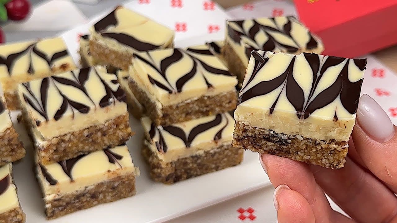 Barritas sin horno de dátiles, cacahuete y chocolate (sin azúcar)