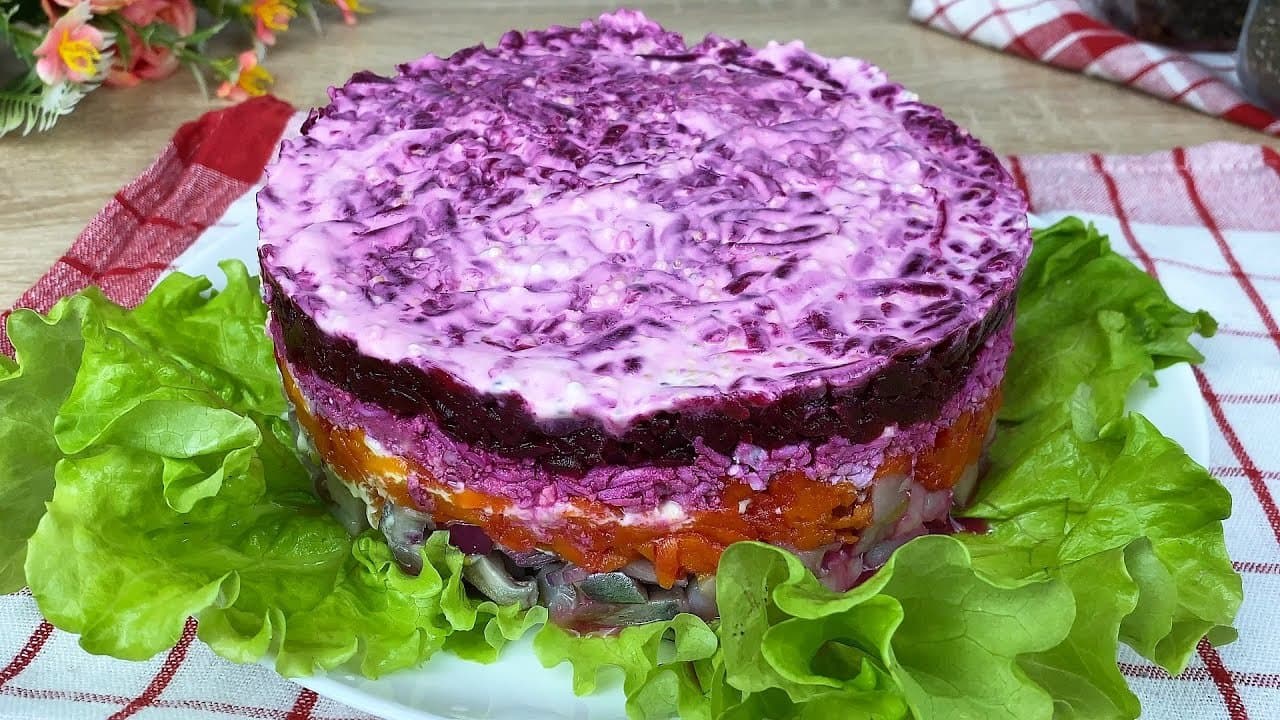No-Bake Layered Herring Beet Salad Cake (No Mayo)