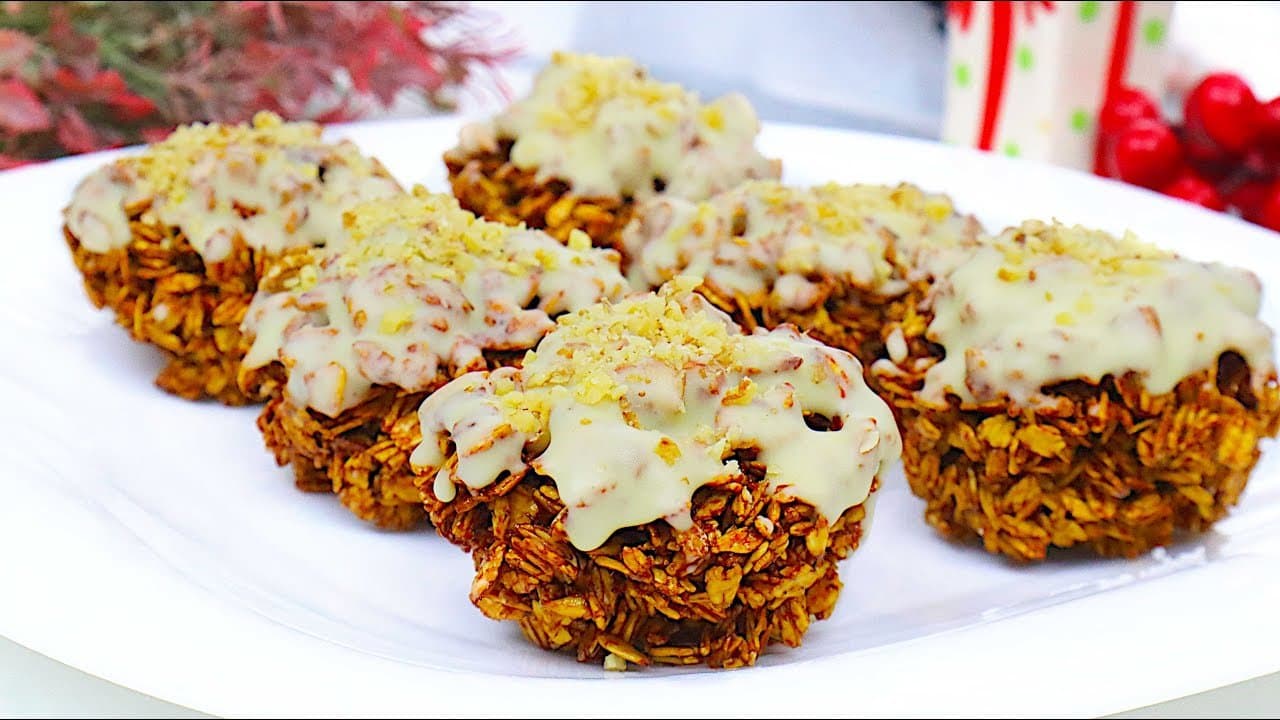 No-Bake Oat Caramel Bars with Walnuts