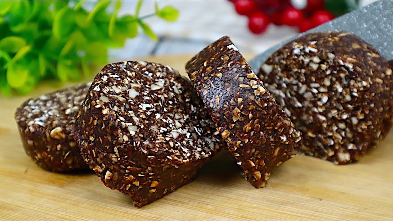 Barritas sin horno triple fruto seco con avena y cacao (veganas)