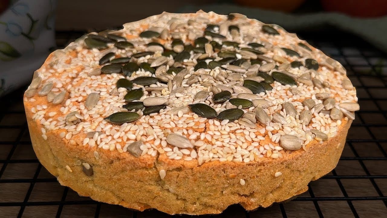 Flourless Red Lentil Coconut Bread with Seeds