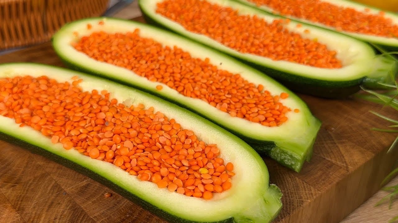 Stuffed Zucchini Boats with Lentil Filling