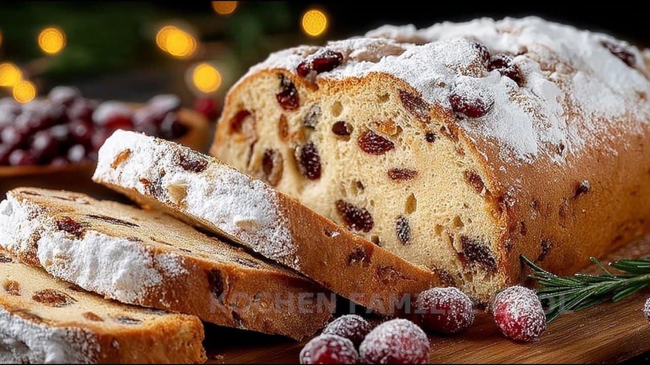 Stollen navideño de almendras sin azúcar (sin harina)
