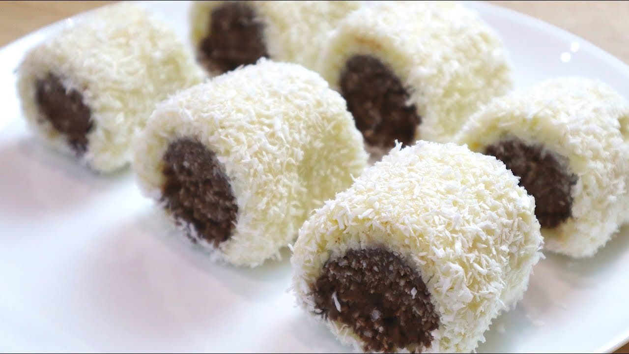 No-Bake 3-Ingredient Coconut Dessert with Cocoa Swirl
