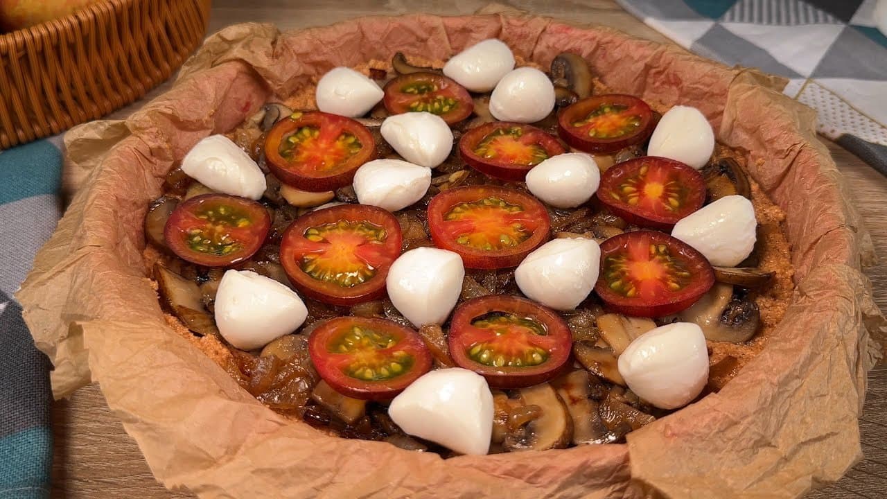 Lentil Crust Mushroom Mozzarella Pizza (GF)