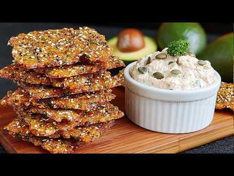 Keto Chia Flaxseed Crackers with Turmeric — Crispy keto crackers made from chia, flax, sunflower, pumpkin and sesame seeds w