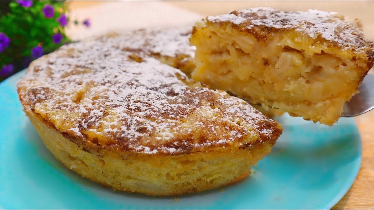 More-Apples-Than-Batter Cake with Cinnamon Top — A cinnamon-sugar apple cake where grated apples dominate the batter. Lemon juice