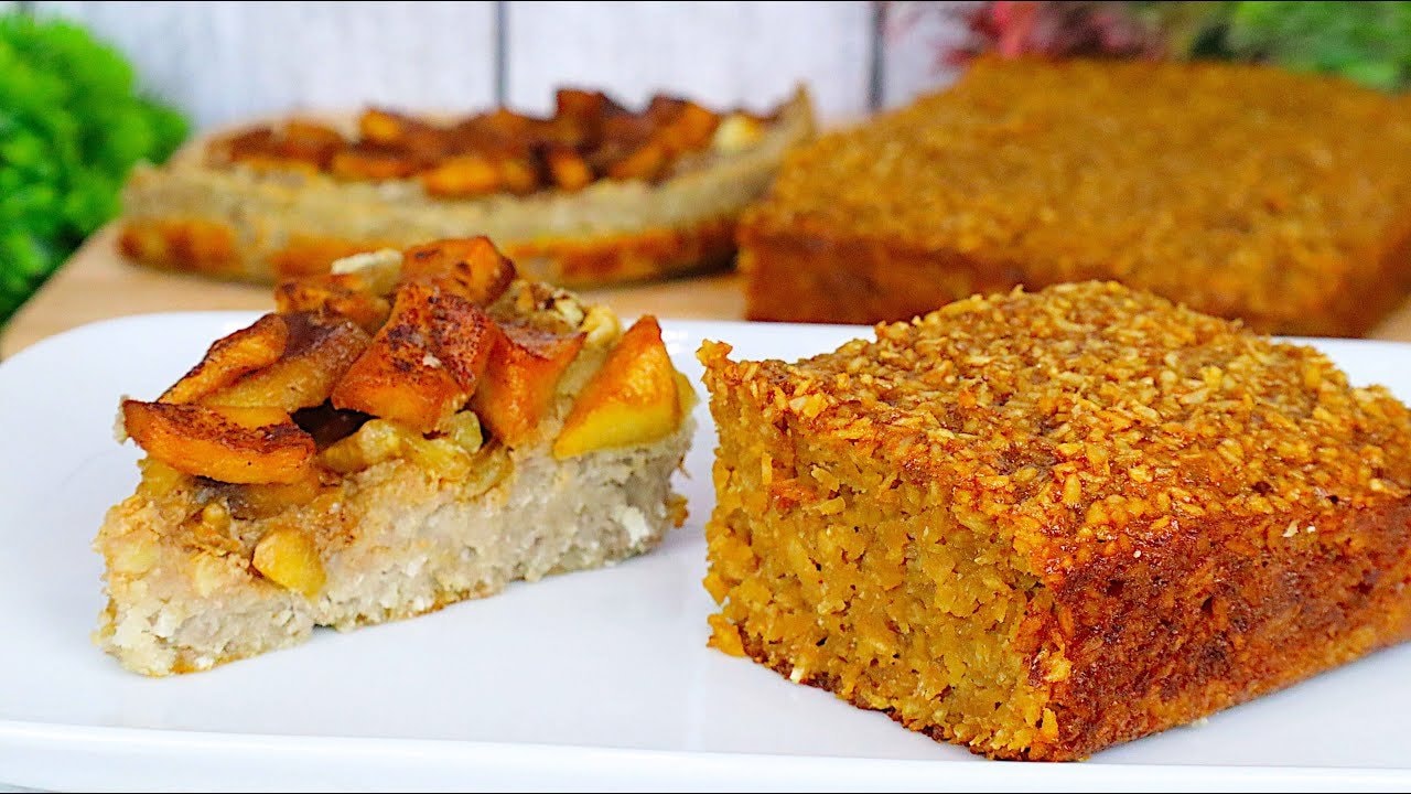 2 Coconut Cakes Vegan and Keto (Gluten-Free) — Two gluten-free cakes: an apple-banana-almond vegan cake with walnuts and cinnam