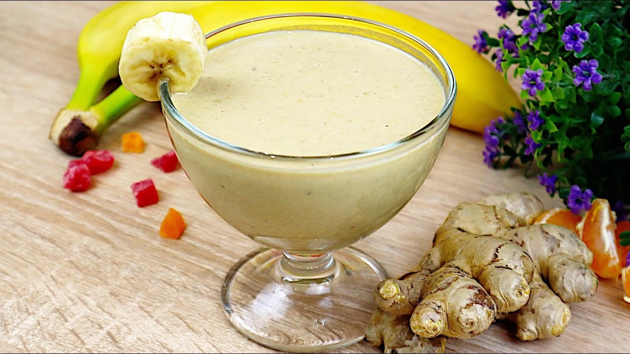 Immunity Banana Orange Ginger Smoothie — Cozy breakfast smoothie with ripe banana, fresh orange, a knob of ginger and oat