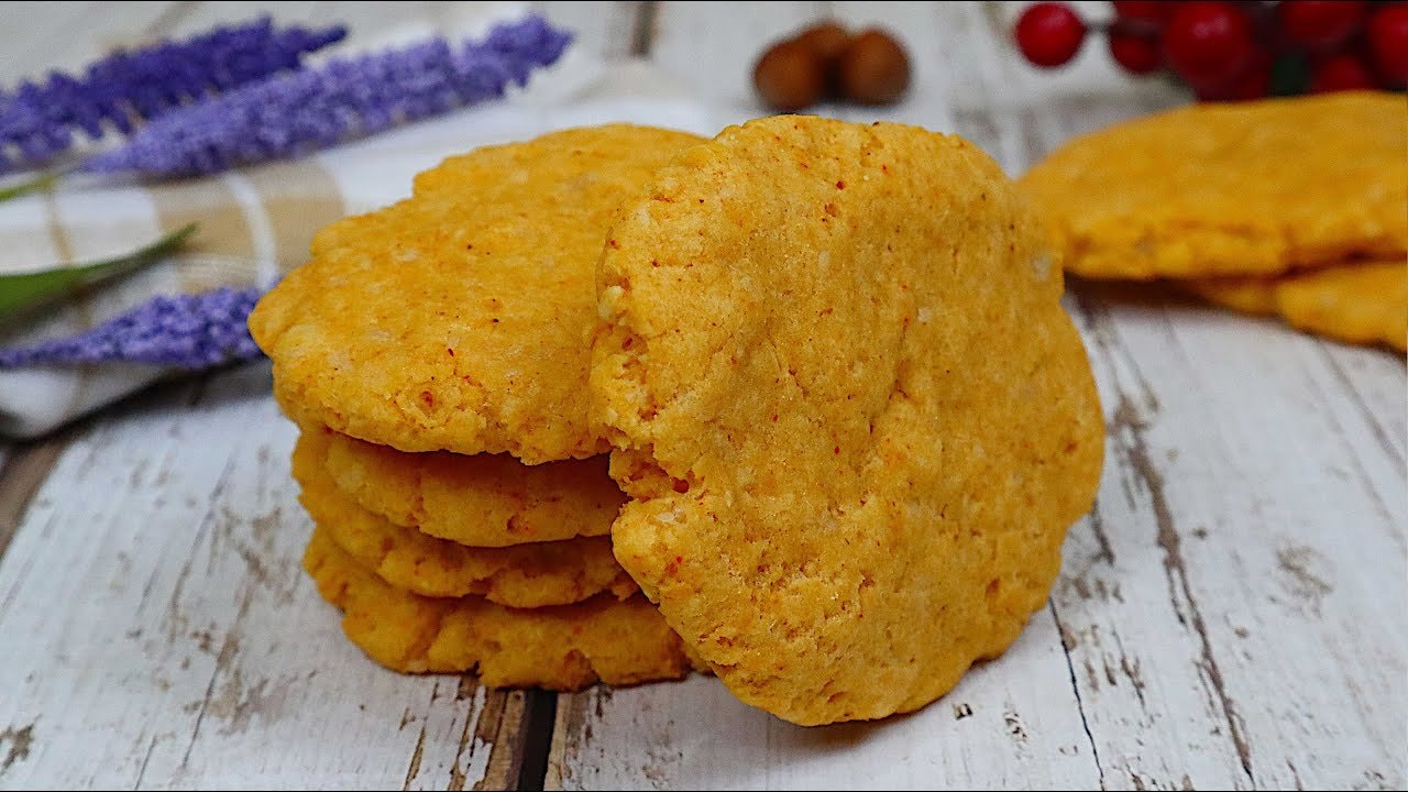 Gluten-Free Cheese Paprika Shortbread Cookies — Savory shortbread with hard cheese, butter and paprika on a gluten-free flour ba