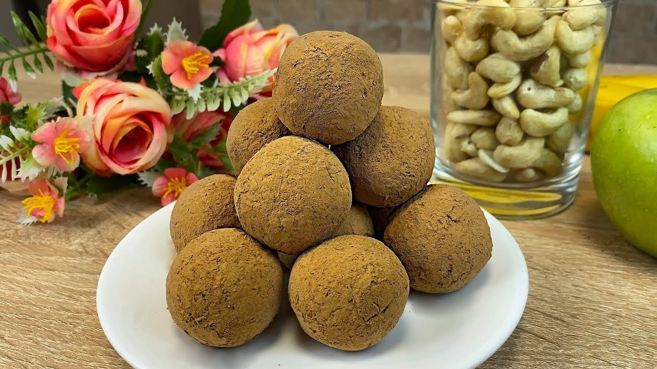 No-Bake Dried-Fruit Walnut Cocoa Truffles — Chewy walnut-cocoa truffles bound by soaked prunes, apricots and raisins, rolled