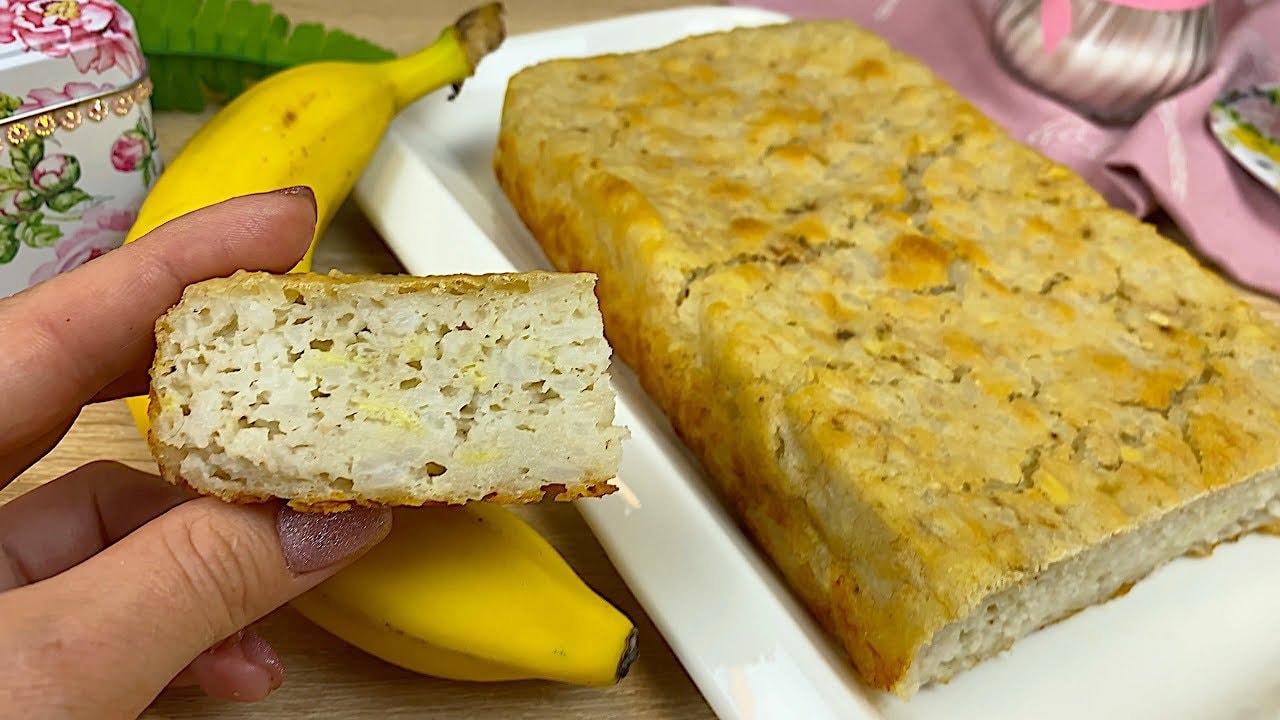 Gluten-Free Rice Flour Banana Bread (No Sugar) — Soft yeasted banana loaf from cooked rice and rice flour, gently sweetened with 