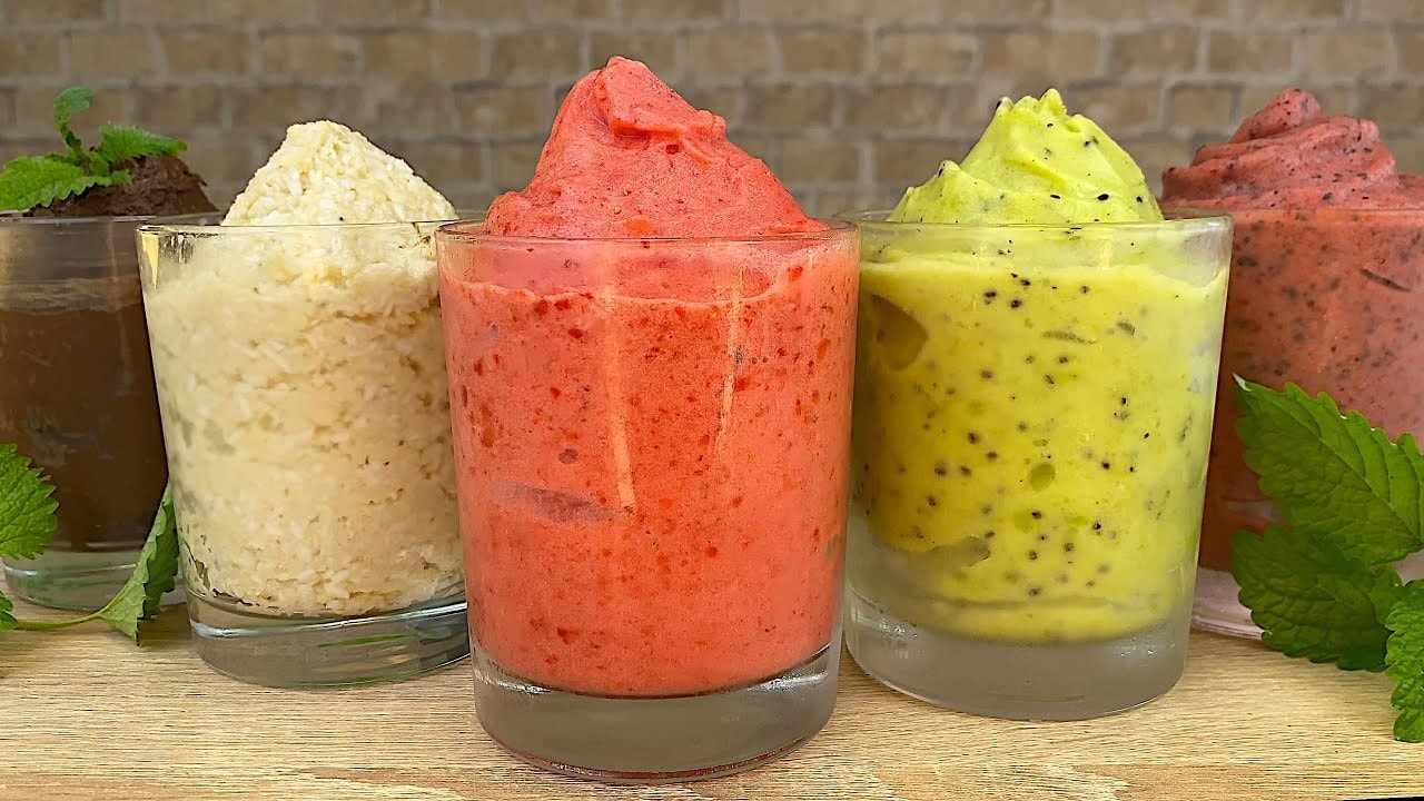 5 Sugar-Free Banana Nice Cream Flavors (No Dairy) — Five creamy frozen desserts built on frozen bananas with strawberry, kiwi, choco