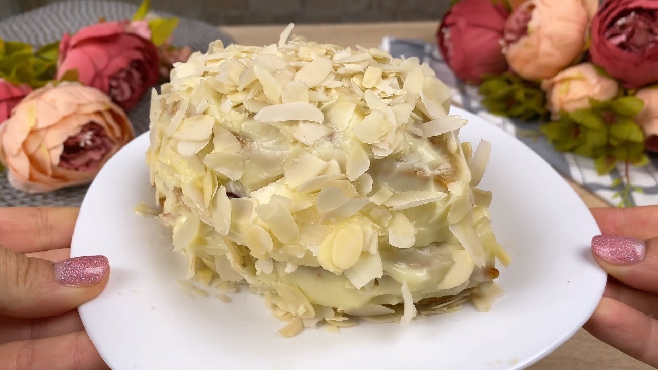 Flourless Oat Crepe Cake with Vanilla Custard — Layered crepe cake from oat-kefir pancakes, filled with silky homemade vanilla c