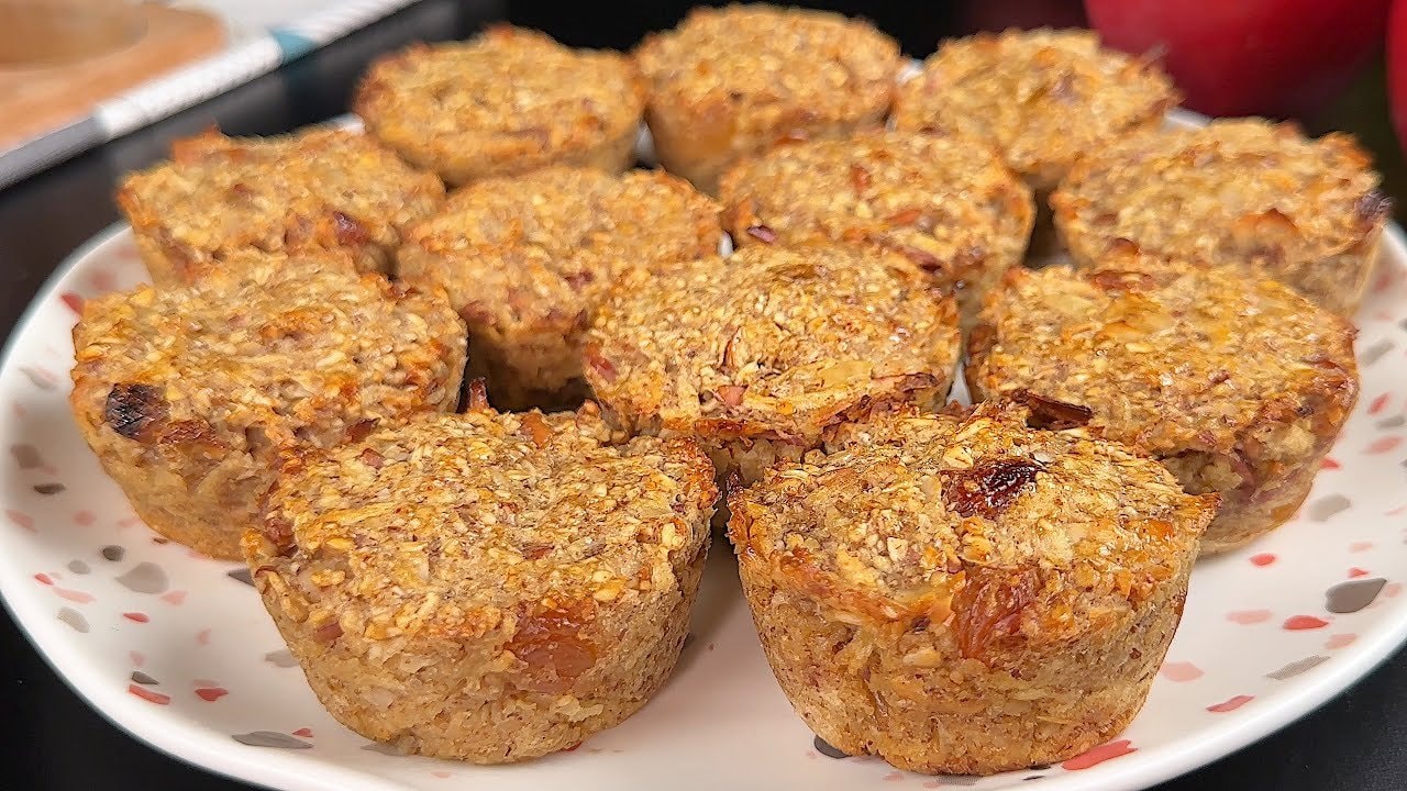 Egg-Free Apple Raisin Oat Breakfast Cake (No Sugar) — Warming breakfast cake of 360g grated apple, 220g ground oats, a flaxseed egg, r
