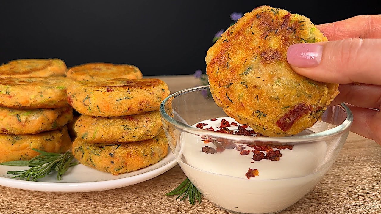Lentil Zucchini Herb Patties (Vegan, Skillet) — Savory lentil patties with squeezed zucchini, caramelized onion, dill, sun-dried