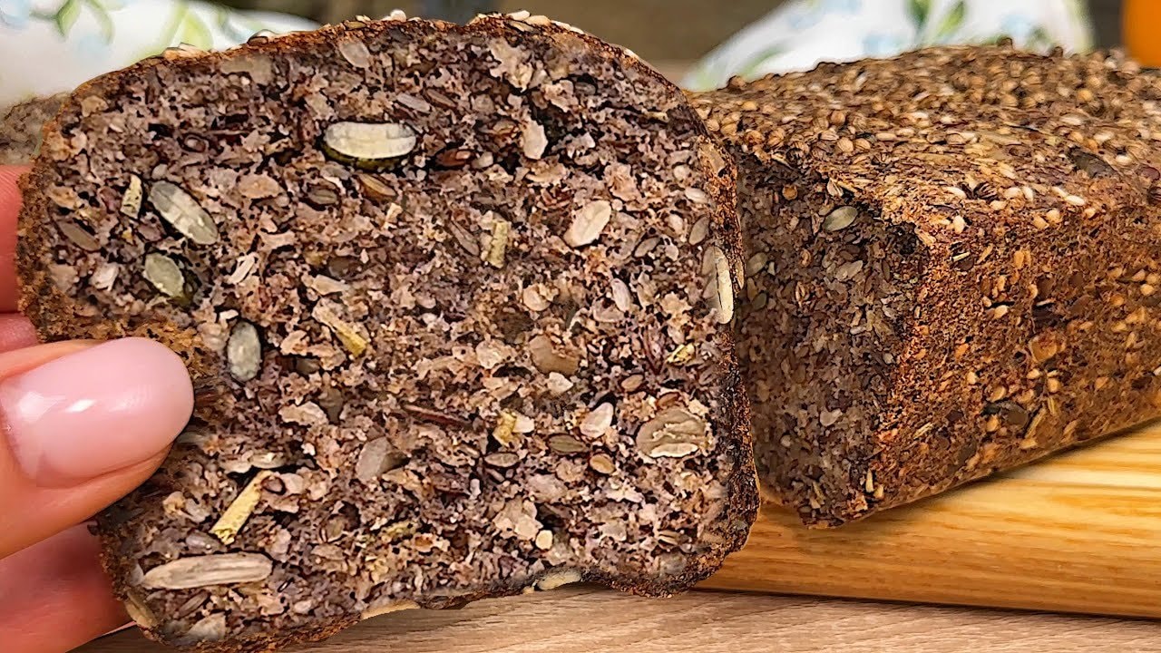 Egg-Free Apple Oat Seed Breakfast Bread — Dense apple-oat loaf bound with flax egg and rye bran, studded with sesame, flax