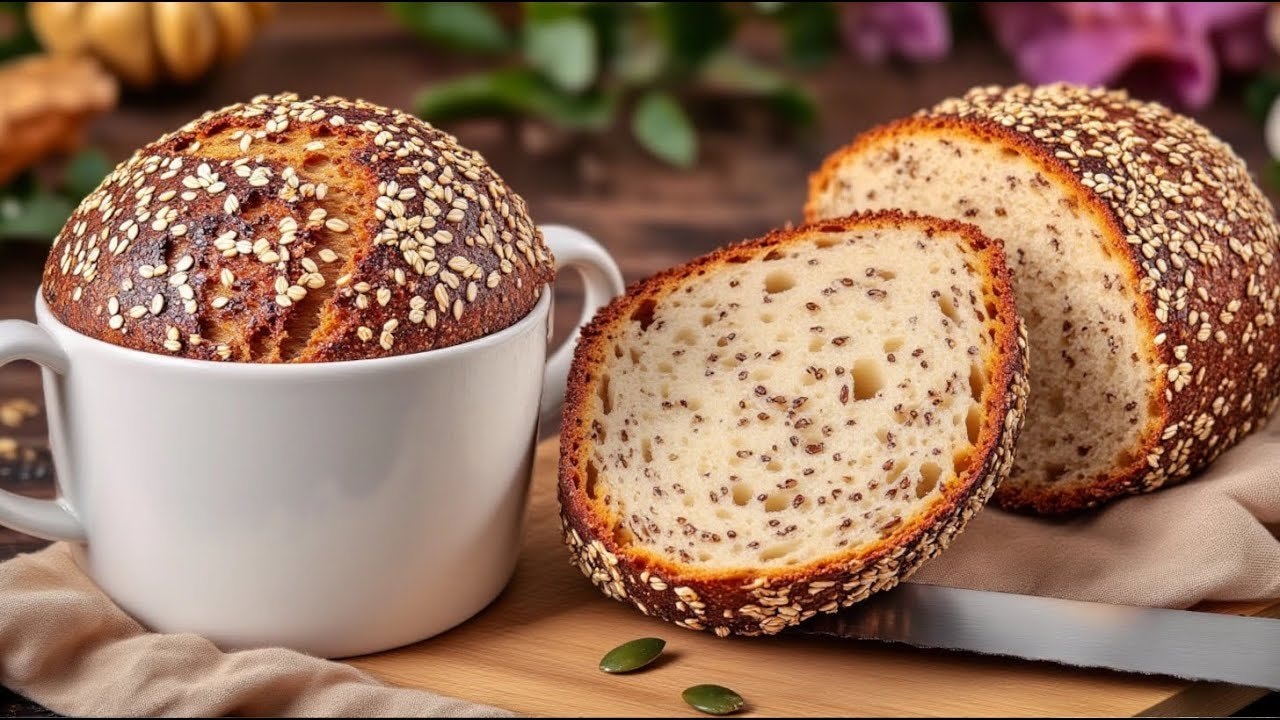 Mehlfreies Haferflockenbrot mit Saaten und getrockneten Tomaten — Kerniges mehlfreies Haferflockenbrot mit Kürbiskernen, Leinsamen und Flohsamensc
