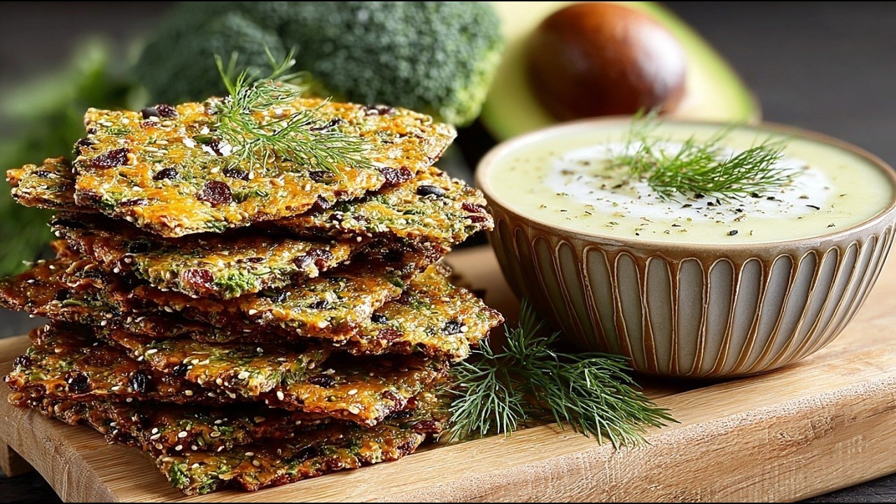 Brokkoli-Mandel-Keto-Cracker (Glutenfrei) — Knackige Keto-Cracker aus Brokkolipüree, Mandelmehl, Chia und Leinsamen mit Mozz