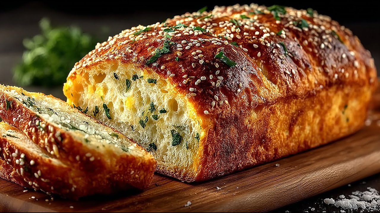 Green Lentil Spinach Garlic Bread (No Flour) — Vibrant green lentil bread ground from dry lentils with psyllium, pumpkin fiber 