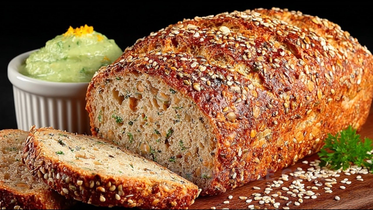 Keto-Mandel-Walnuss-Joghurtbrot (Eiweißreich) — Herzhaftes Keto-Brot mit Mandelmehl, gemahlenen Mandeln, Walnüssen und Parmesan,