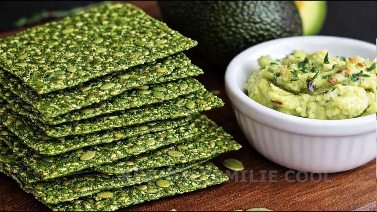 Green Seed Spinach Crackers (No Flour) — Paper-thin crackers packed with flax, chia, pumpkin and sesame seeds plus fresh 