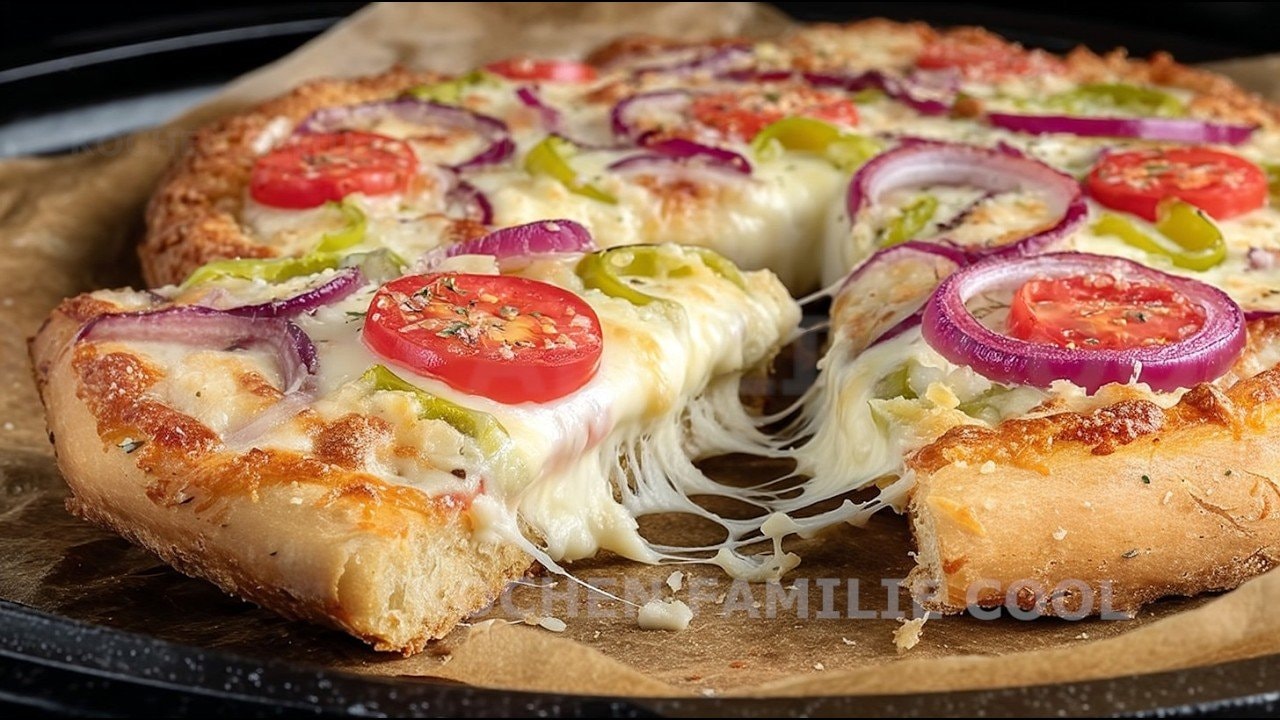 Pizza keto con base de requesón (sin harina) — Base de pizza firme de requesón y harina de almendras con salsa de ajo y parmesa